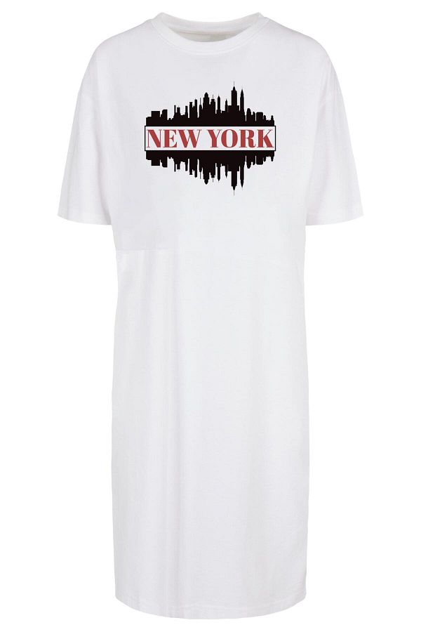Merchcode-Damen Ladies New York Oversized Slit Tee Dress 1