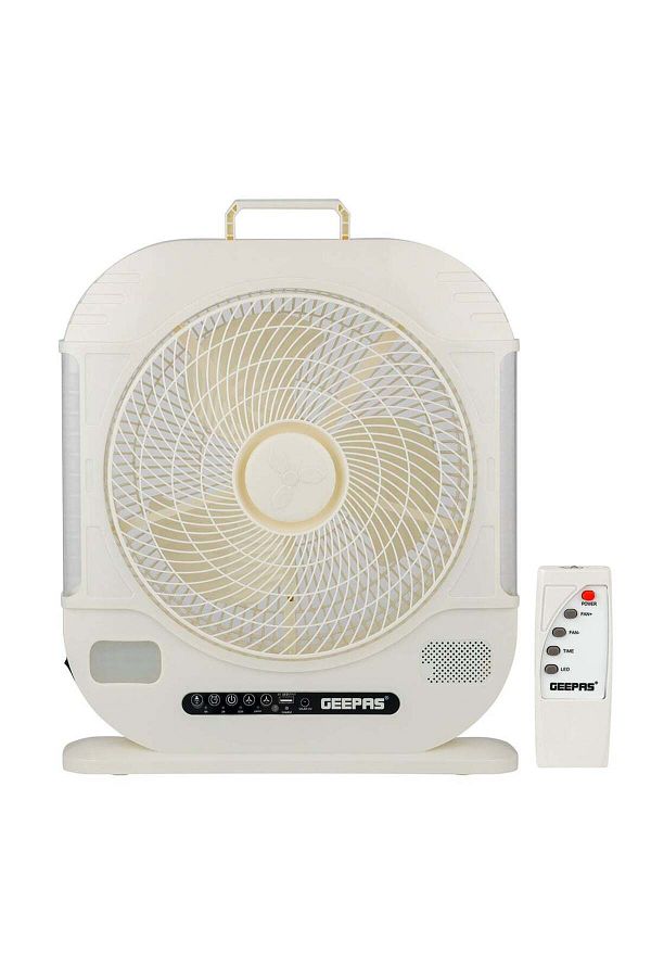 Geepas-12" Rechargeable Fan with Remote Control With LED Light Function, High Performance Fan with Working 1