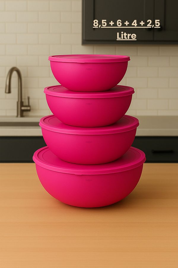 Melkan Home-Set of 4 Large Size Storage Containers – Dough Basin with Soft Lid & Flour and Ration Storage Container - Bowls 1