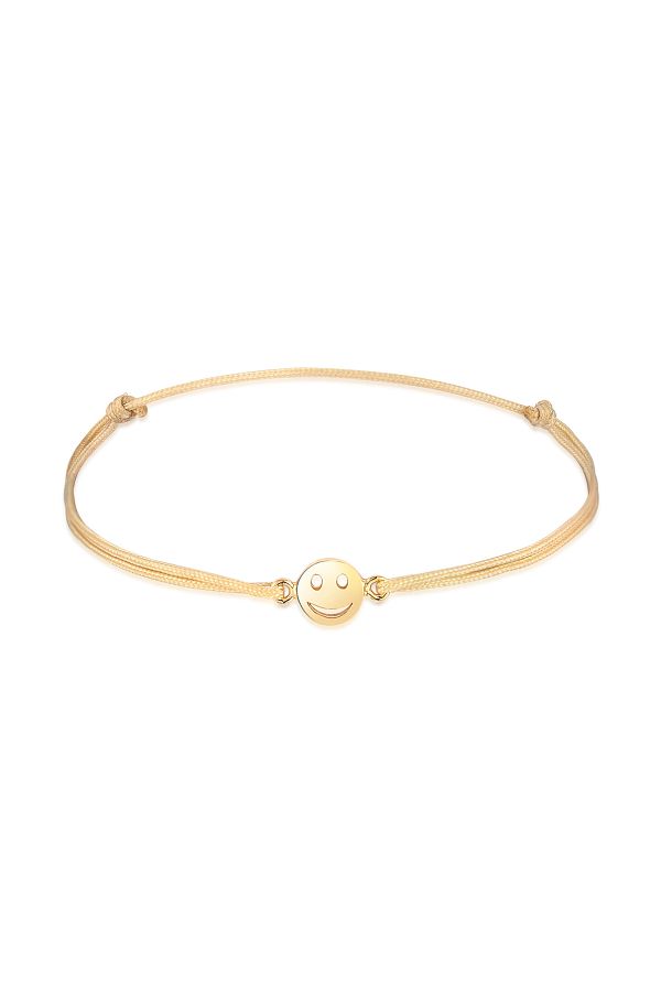 ELLI-Rotes Nylonarmband – 925er Sterlingsilber und vergoldet, Gesichtssymbol 1