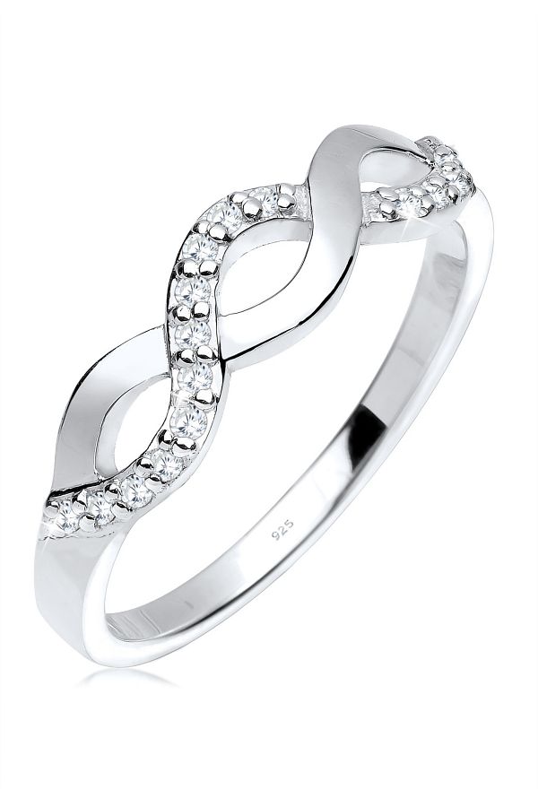 ELLI-Ring Ring Knoten Wellen Infinity Zirkonia 925 Silber 1