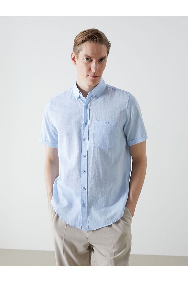 LC Waikiki-Ανδρικό πουκάμισο Regular Fit Linen Blend 1