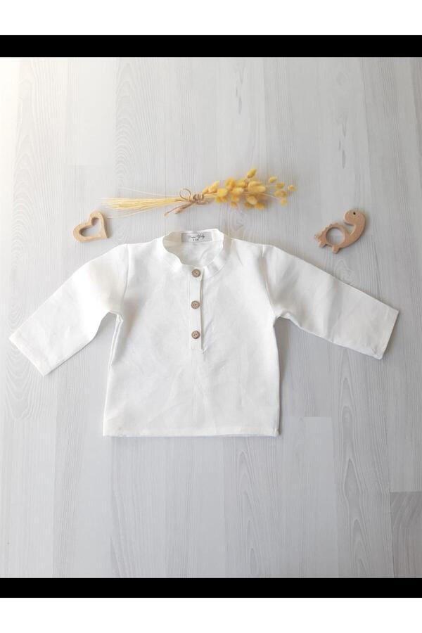 ikokokids Beyaz Erkek Bebek Gömlek
