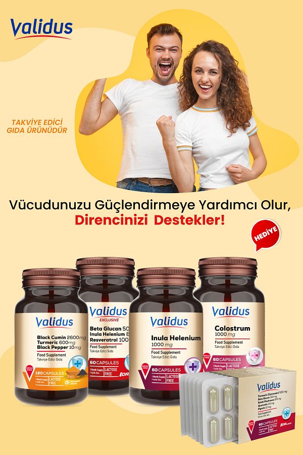 Validus-Longevity Vital Set - Curcumin - Black Cumin - Beta Glucan - Inula Helenium - Colostrum 1