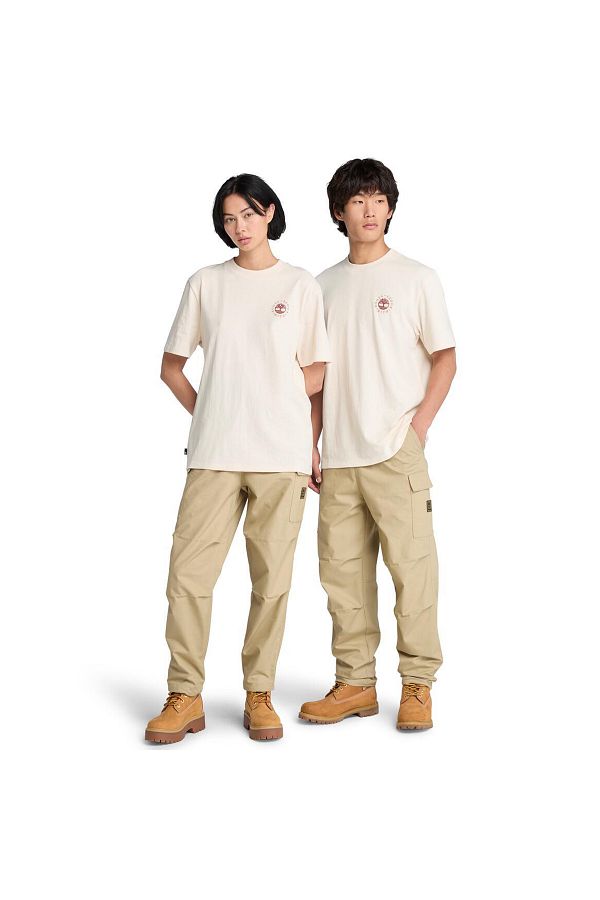 Timberland-Ανδρικό μπλουζάκι μπεζ Washed Boot Lab Back Graphic Tee 1