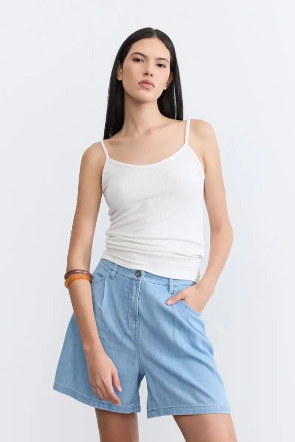 Gusto-Thin Strap Viscose Undershirt - Ecru 1