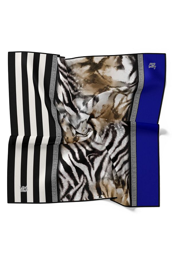 Levidor-Striped Leopard Pattern Sparkling Crystal Scarf 1