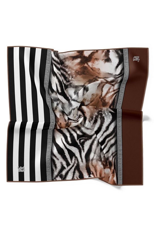 Levidor-Striped Leopard Pattern Sparkling Crystal Scarf 1