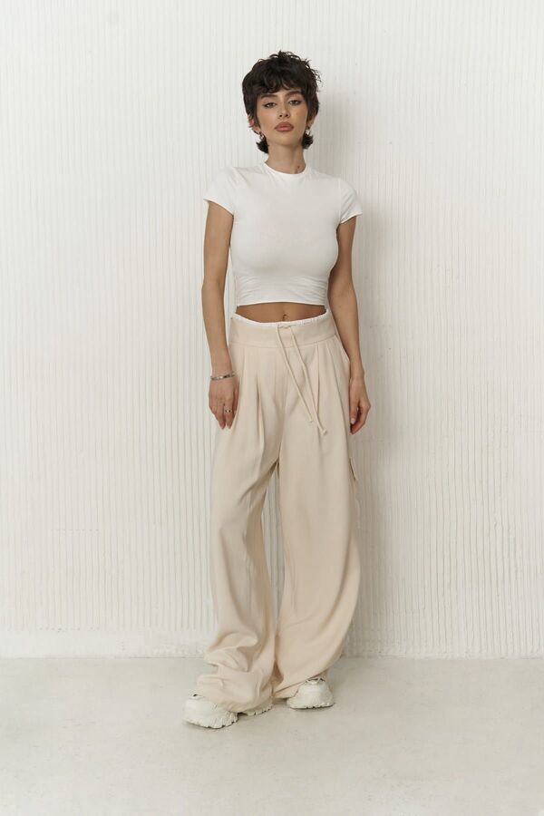 MAİ COLLECTİON-Beigefarbene Gloria-Boxershorts mit Details 1