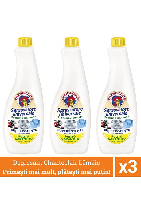 chante clair-Pack of 3 X Universal Degreaser Refill With Lemon, Chanteclair Sgrassatore, Solution, 1800 ml 1