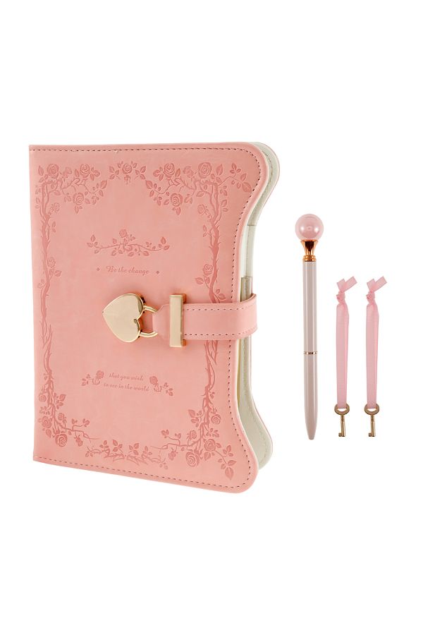 Choice-pink Diary with Lock and Keys 360 Pages Journal with Lock B6 Size PU Leather Locking Diary with Pen 1