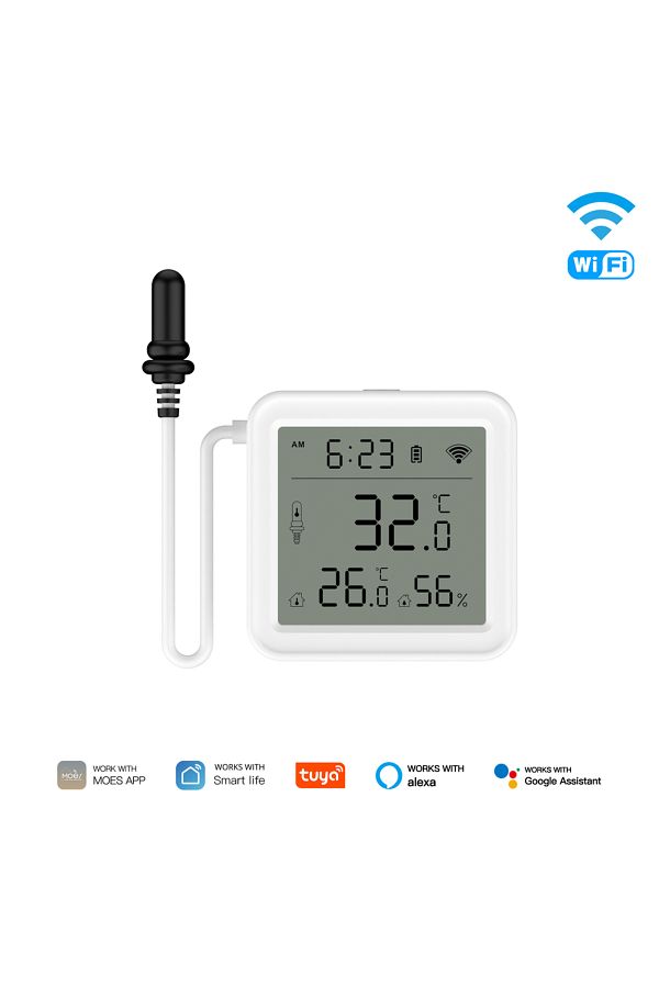 MoesHouse-Wifi Smart Sensor Moes Tuya Wifi Smart 1m External Sensor Cable Probe Temperature Humidity Sensor Ap 1