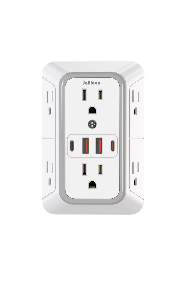 JcBlaon-100-240v Us 6 10-in-1 3-sided Power Strip Multi Plug Adapter Wall Socket Us Plug With 6 Ac Outlets 4 1
