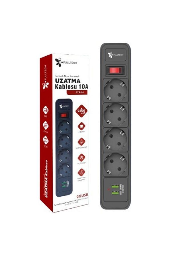 Fulltech-Ftr-01 3 Socket 3 USB 2500 Watt Current Protected Extension Socket 1