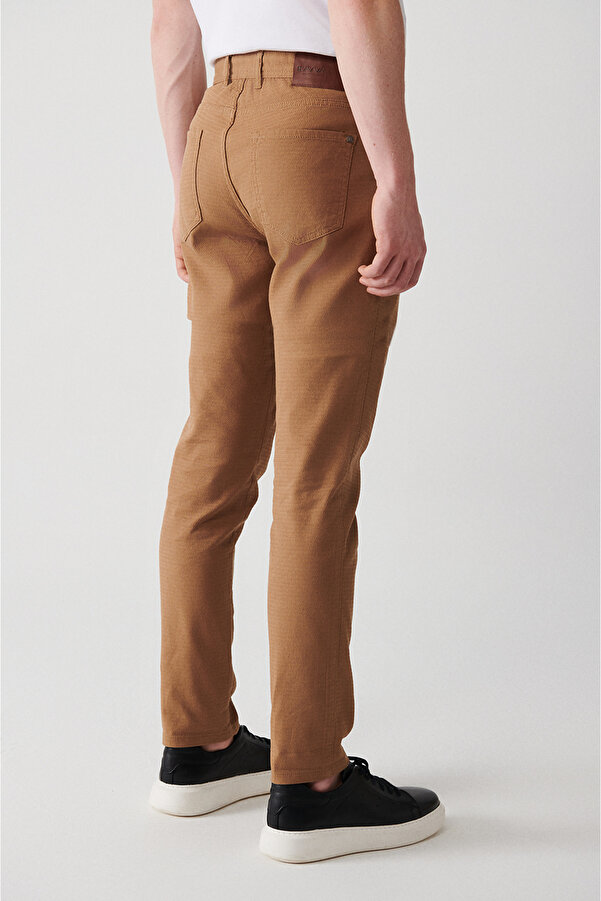 Avva Men's Camel Flexible 5-Pocket Canvas Trousers E 003007- Trendyol