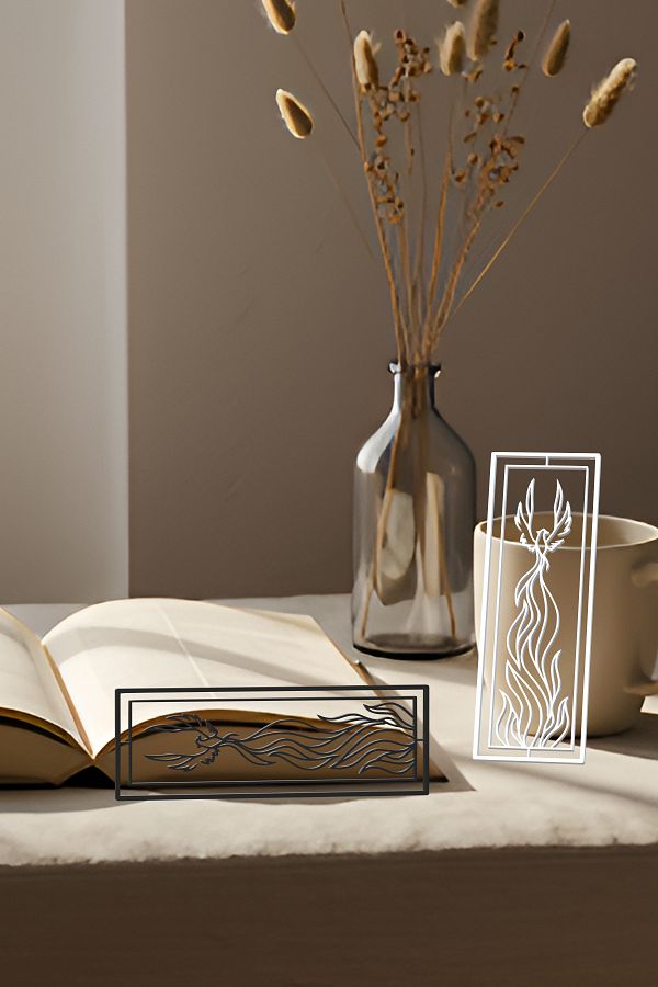 oalpo-Phoenix Bookends, Modern Design, Lightweight and Stylish Set of 2, Modern Harmony of Black and White 1