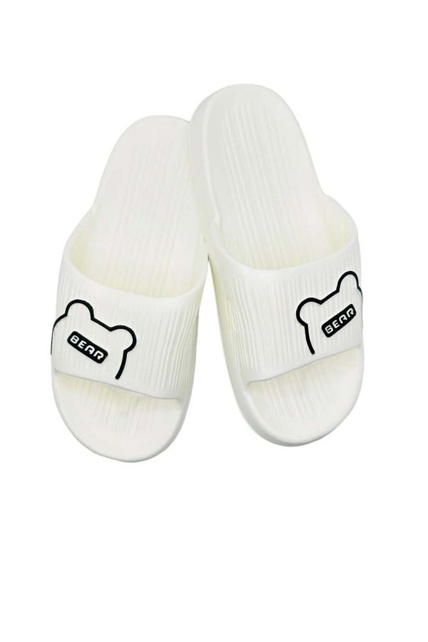 TECOS-Women's beach or pool slippers, Tecos, size 36-37, teddy bear print, white, 23 centimeters 1