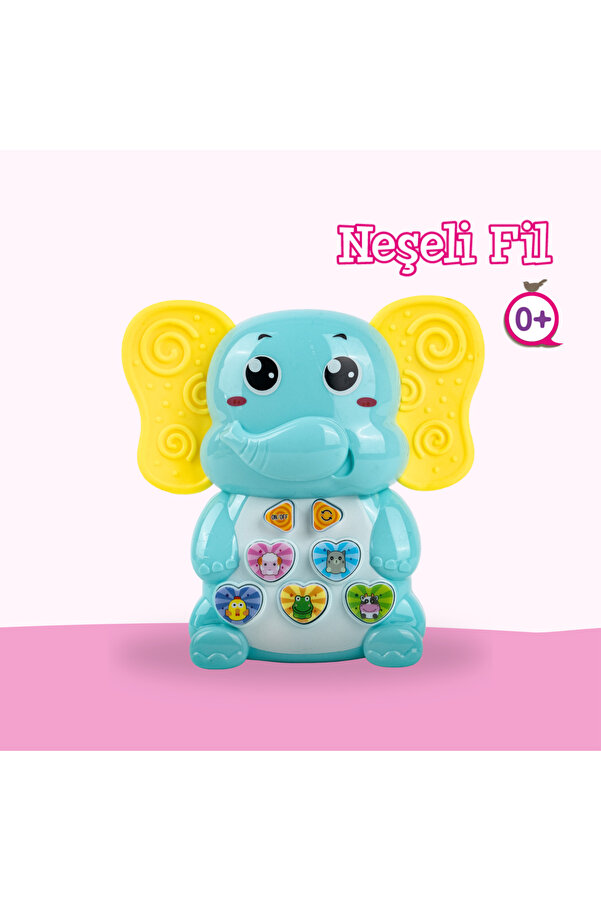 Babycim Neşeli Fil Bebek Oyuncağı | Işıklı Sesli Eğitici Oyuncak-Kulakları Dişlik |