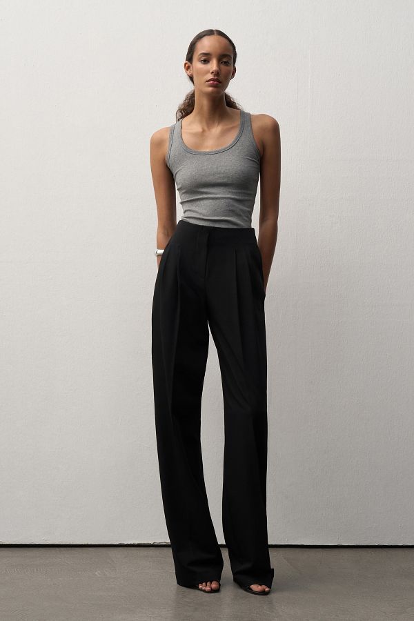 mathilda store-Women's Gray Crew Neck Ribbed Top 1