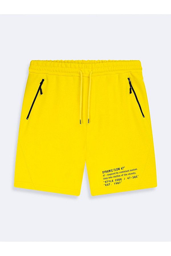 Ltb-Text Printed Regular Yellow Shorts 1