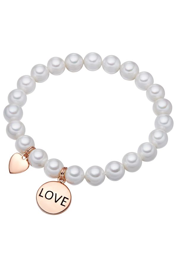 Lulu & Jane-Perlenarmband Armband Roségold Muschelkernperle Weiß 1