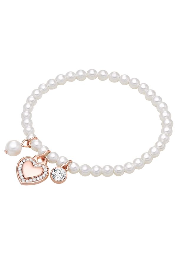 Lulu & Jane-Perlenarmband Armband Roségold Muschelkernperle Weiß Kristall Weiß 1