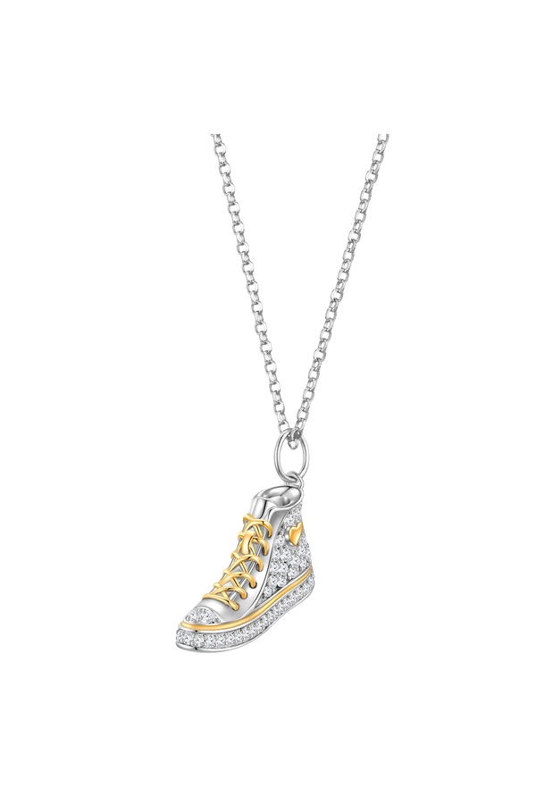Glanzstücke München-Silberhalskette Kette mit Anhänger Sterling Silber bicolor Zirkonia weiß 1