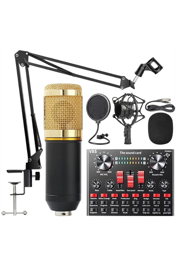 fulina-Gold condenser microphone set, 120kHz high-speed sampling, with sound card, suitable for KTV 1
