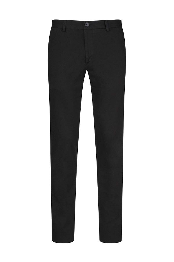 Hatemoğlu-Black Regular Fit Canvas Trousers with Side Pockets 1