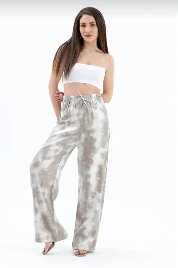 MODA-Make a Difference with Your Elegance High Waist Tie-Dye Print Premium Shiny Pants 1