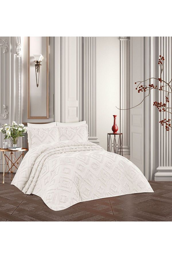 AYHANHOME-Nordic Bohemian Tasseled Boxed Double Bed Cover Set 1
