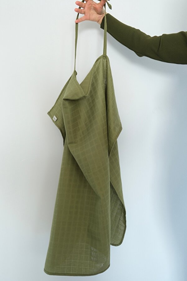 runbaby ( 75x75 cm ) Ayarlanabilir Askılı Doğal Tek Kat Müslin Emzirme Örtüsü - Yeşil