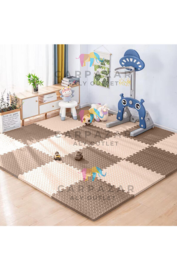 CARPAZAR Tatami Eva Mat Çocuklar İçin Köpük Halı Matı Puzzle Geçmeli Oyun Spor Kaymaz Mat 16 adet 50x50 13mm