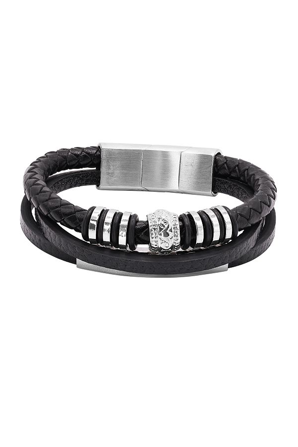 Heideman-Lederamband Herren Ocean Silberfarben Matt Festlich 1