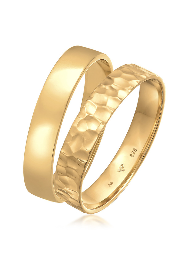 KUZZOI-Ring Men Band Set Basic Hammered in 925 sterling silver oxidised 1