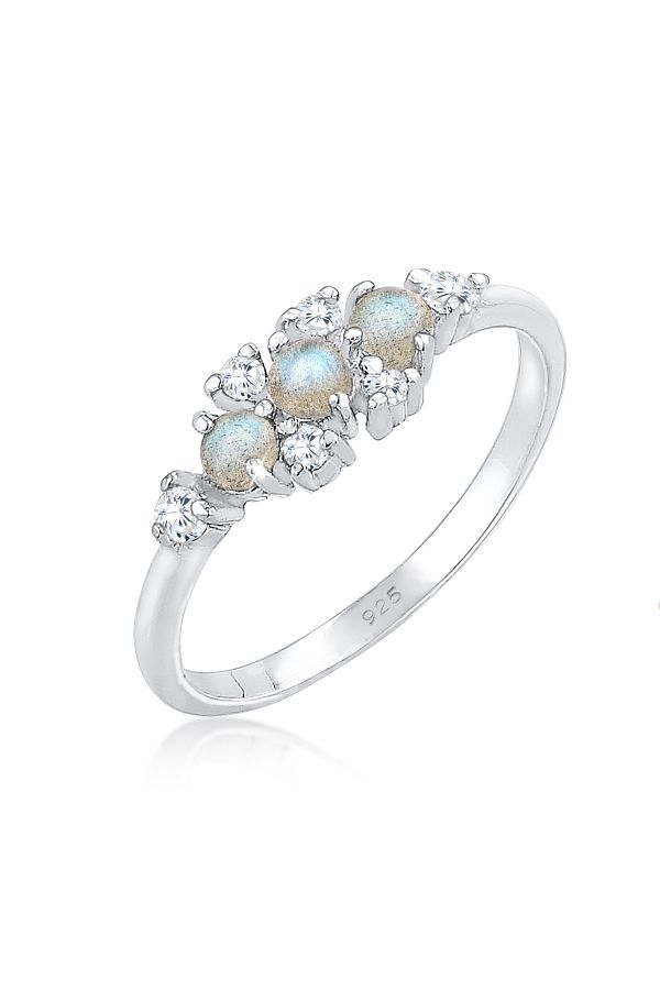 ELLI-Ring Bandring Labradorit Edelstein Zirkonia 925 Silber 1
