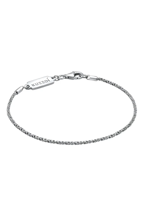 KUZZOI-Armband Herren Kordel Halskette Gedreht Basic Elegant Oxidiert in 925 Sterling Silber 1