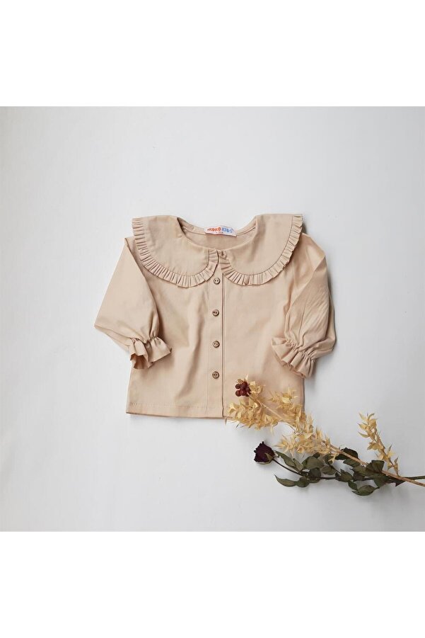 ikokokids Kız Bebek Krem Fırfırlı Bebe Yaka Buluz