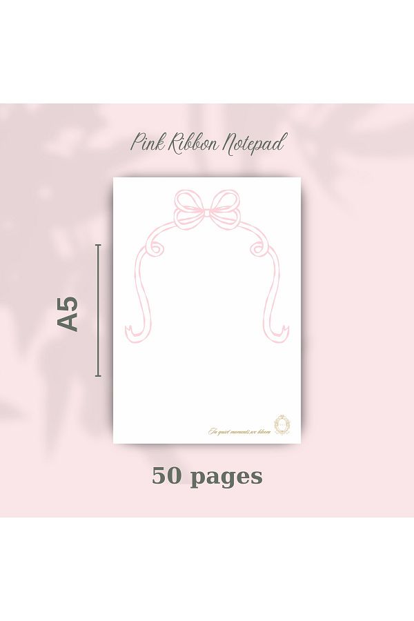 Notepad-A5 Notepad Note Paper with Bow Detail, Stylish Pink Notepad 1