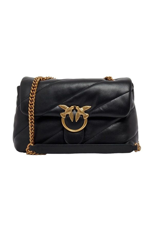 PİNKO-Pinko Tasche mit Kettenriemen und Metalllogo aus echtem Leder TASCHE 100038 A0F2 Z99Q 1