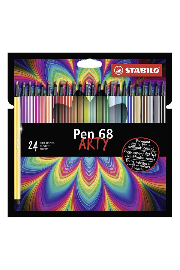 Stabilo-قلم 68 ARTY - قلم طلاء بطرف لباد - عبوة من 24 قلمًا - ألوان متنوعة 1