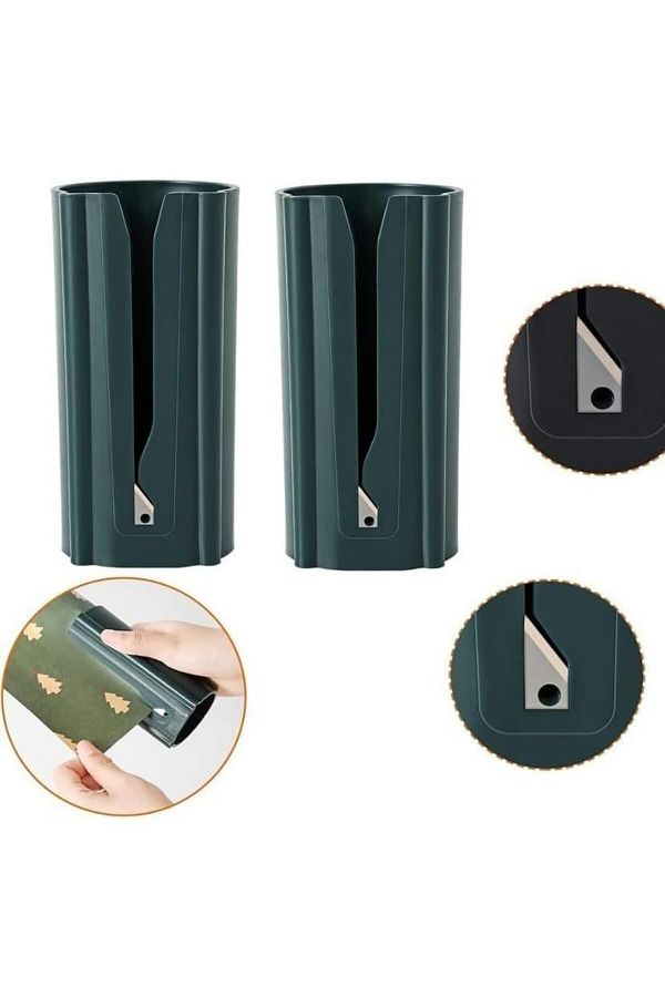 COOYA-2PCS Wrapping Paper Cutter,Embedded Blade Design,Fast Cutter,Keeps the Roll from Unraveling 1