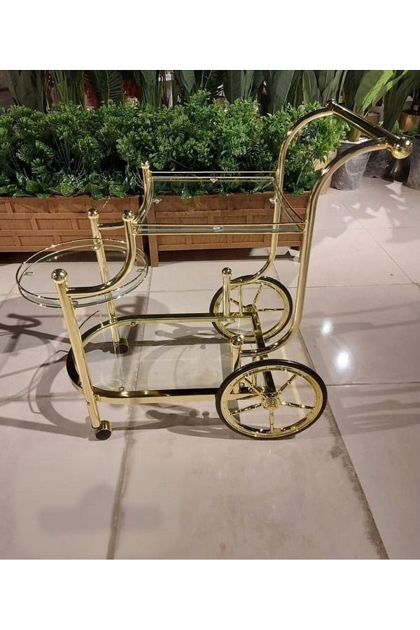 private house-Taiwanese gold steel glass tea cart 1