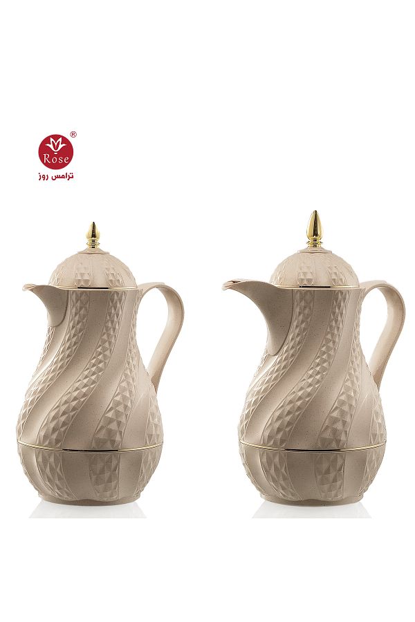 Rose-RS-2424 - A distinctive patterned tea and coffee thermos set consisting of two rose thermoses, one with a capacity of one and a half liters of coffee and one and a half liters of tea. 1