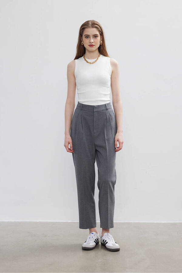 BE BLUE-Gray Iron Trace Trousers 1