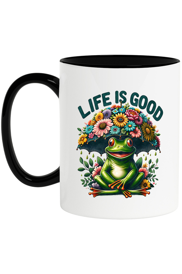 Storygift Romania Mug With A Frog With The Message Life Is Good Hippie ...