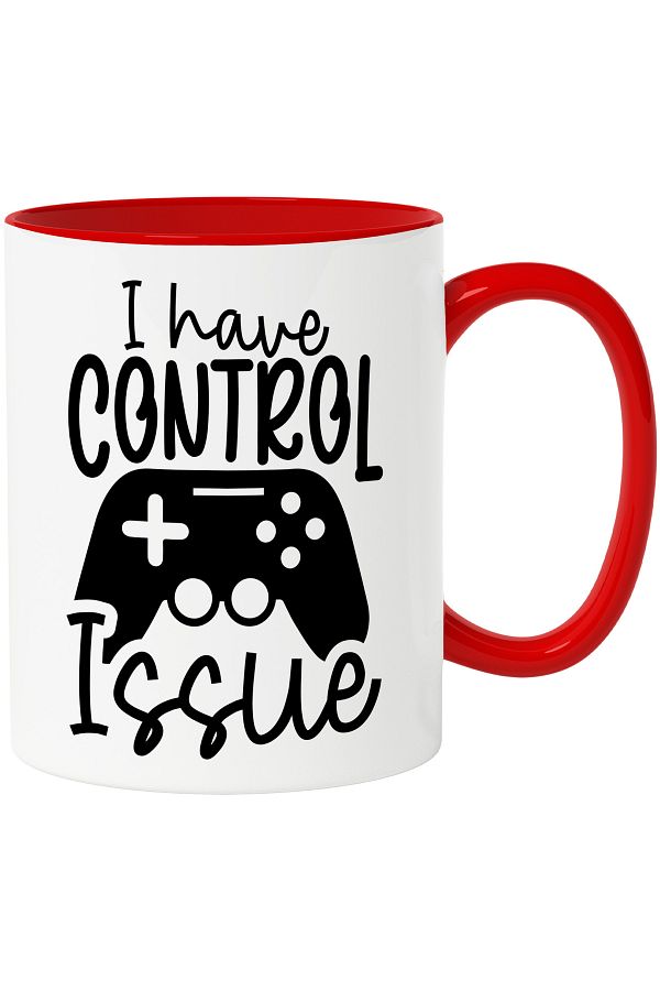 StoryGift Romania-Cana cu un controller si textul "I have control issue" - am o problema cu contro, Cu Maner Rosu 1