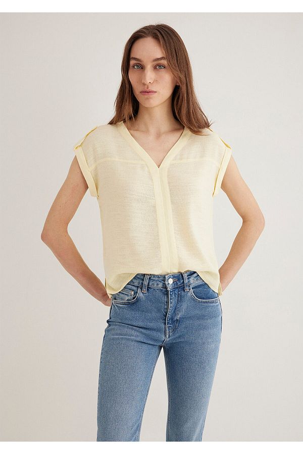 Mavi-V-Neck Yellow Blouse 122504 -71305 1