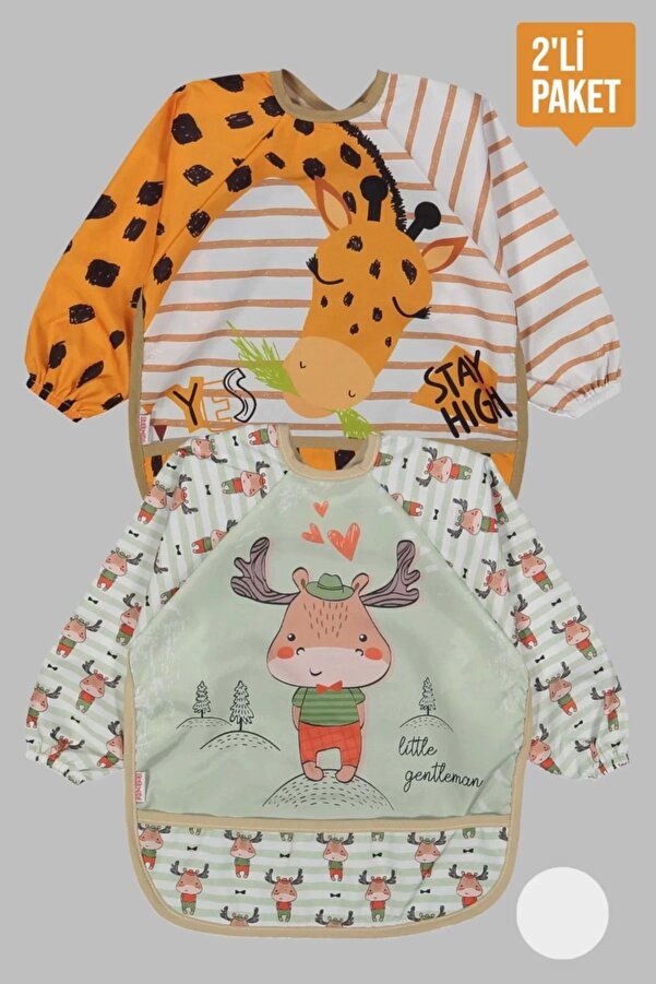 Babydonat Giyilebilir Kollu Mama Önlüğü 0-2 Yaş (ZÜRAFA- GEYİK)
