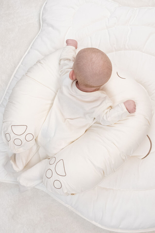 Little Gusto Organik Pamuk Karın Üstü Egzersiz Bebek Yastığı 55 Cm Bear